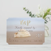 Invitation Beach Seashell, Hearts RSVP (Debout devant)