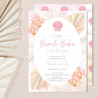 Invitation Beach seashell rose boho Ocean Girl Baby shower