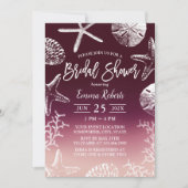 Invitation Beach Seashell Starfish Bourgogne Red Fête des mar (Devant)