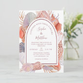 Invitation Beach Seashells Aquarelle Côte Chic Mariage (Debout devant)