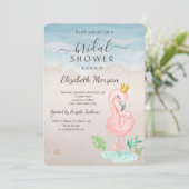 Invitation Beach Seashells Flamants roses roses Fête des mari (Debout devant)