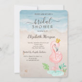 Invitation Beach Seashells Flamants roses roses Fête des mari (Devant)