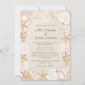 Invitation Beach Seashells Sand Mariage balnéaire (Devant)