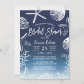 Invitation Beach Seashs Starfish Marine Ombre Fête des mariée (Devant)