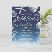 Invitation Beach Seashs Starfish Marine Ombre Fête des mariée (Debout devant)