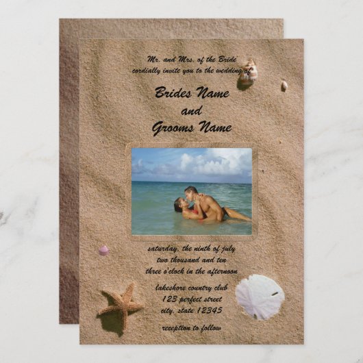 Invitation Beach Serenity avec Mariage photo (Devant / Derrière)
