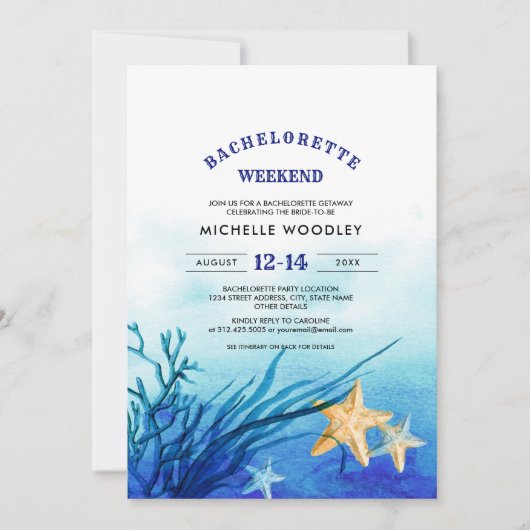 Invitation Beach | Starfish Bachelorette Week-end (Devant)