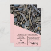 Invitation Beach Stones Driftwood Mariage (Devant / Derrière)