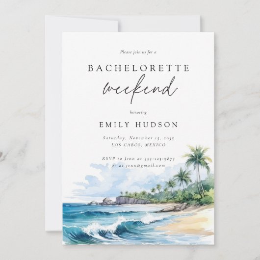 Invitation Beach Summer Bachelorette Week-end Itinéraire (Devant)