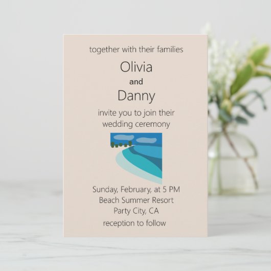 Invitation Beach Summer Destination Wedding (Debout devant)