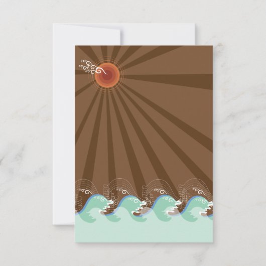 Invitation Beach Summer Waves Brown Sun Wedding Réception (Dos)