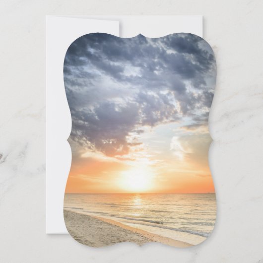 Invitation Beach Sunrise String Lights Mariage (Dos)