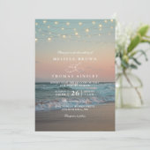 Invitation Beach Sunset Elegant Destination QR Code Wedding (Debout devant)