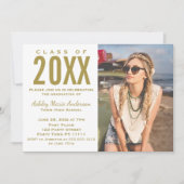 Invitation Beach Sunset Pink Gold Graduation Party avec photo (Devant)
