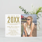 Invitation Beach Sunset Pink Gold Graduation Party avec photo (Debout devant)