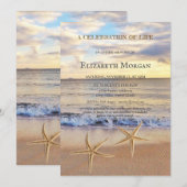 Invitation Beach Sunset Sea stars Célébration De La Vie (Devant / Derrière)