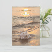 Invitation Beach Sunset Seashell Célébration De La Vie (Debout devant)