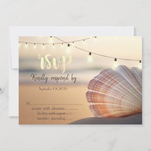 Invitation Beach Sunset Seashell RSVP (Devant)