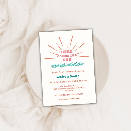 Invitation Beach Sunshine Voici Le Baby shower Son