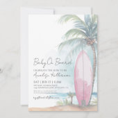 Invitation Beach Surfboard Baby On Board Summer Baby Shower (Devant)