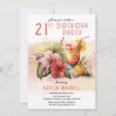 Invitation Beach Tropical Cocktails 21e anniversaire (Devant)