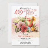 Invitation Beach Tropical Cocktails 40e anniversaire (Devant)