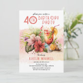 Invitation Beach Tropical Cocktails 40e anniversaire (Debout devant)