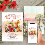 Invitation Beach Tropical Cocktails 40e anniversaire<br><div class="desc">Quelle meilleure façon de célébrer avec la fête de la mariée et des amis qu'une "fête du 40e anniversaire" en bord de mer. Tout le monde sera détendu et à l'aise dans cette célébration de plage à thème tropical.</div>