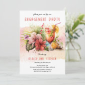 Invitation Beach Tropical Cocktails à thème Partie d'engageme (Debout devant)