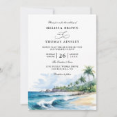 Invitation Beach Tropical Elegant Modern QR Code Wedding (Devant)