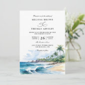 Invitation Beach Tropical Elegant Modern QR Code Wedding (Debout devant)