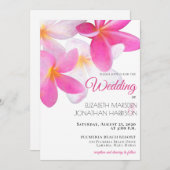 Invitation Beach Tropical Hawaii Floral Mariage rose (Devant / Derrière)