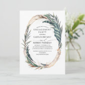 Invitation Beach Tropical Palm Feuilles Gold Engagement Party (Debout devant)