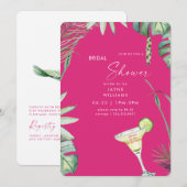 Invitation Beach Tropics Hot rose Margarita Fête des mariées (Devant / Derrière)