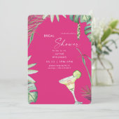 Invitation Beach Tropics Hot rose Margarita Fête des mariées (Debout devant)