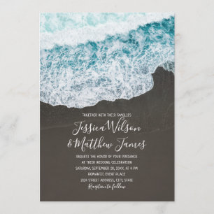 Invitation Beach Wave Ocean Destination Mariage nautique