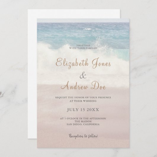 Invitation Beach Waves Mariage /Mariage de mer (Devant / Derrière)