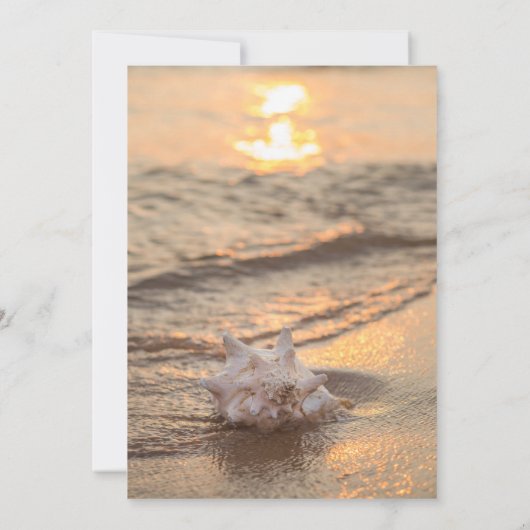 Invitation Beach Waves Sunset Seashell Pearls & Prosecco (Dos)