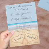 Invitation Beach Wedding 2 Coeurs Sand Mariage Dusty Blue