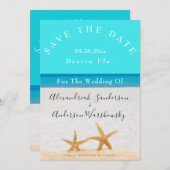 Invitation Beach Wedding 2 Starfish in Sand Save the Date Inv (Devant / Derrière)
