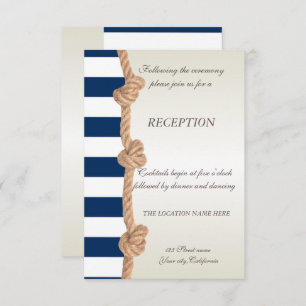 Invitation Beach Wedding Marine Rope, Coeurs, Réception Des R