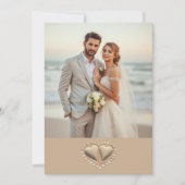 Invitation Beach Wedding Sand Hearts with Photo (Devant)