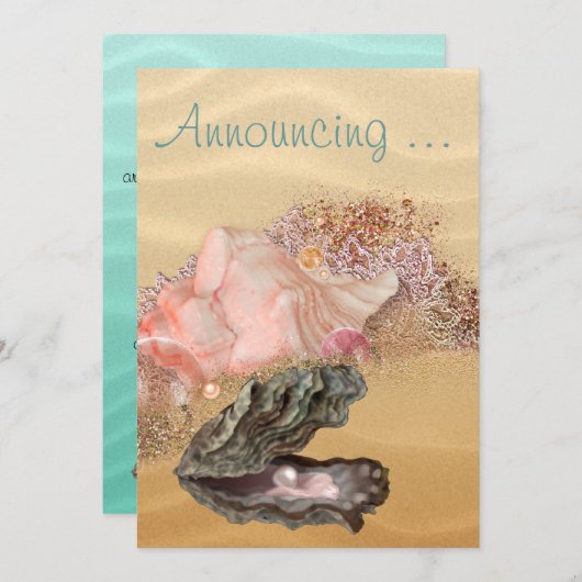 Invitation Beach Wedding Sandy Shore (Devant / Derrière)