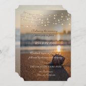Invitation Beach Wedding Sunset Seashell Réception (Devant / Derrière)
