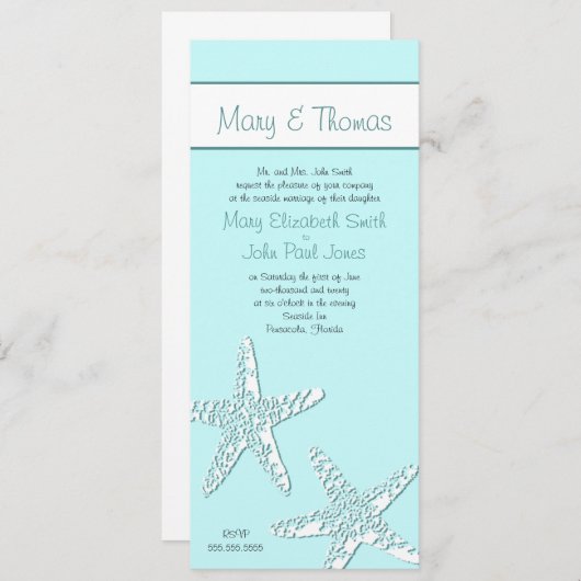 Invitation BeachClassy - Turquoise (Devant / Derrière)