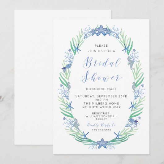 Invitation Beachy Bridal Shower (Devant / Derrière)