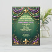 Invitation Bead & Brews Fleur De Lis Mardi Gras Mariage (Debout devant)