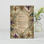 Invitation Beaded Fleur-de-Lis Mardi Gras Masquerade (Debout devant)