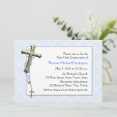 Invitation Beads Rosary bleus, Croix, Religieux (Debout devant)