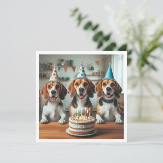 Invitation Beagle, anniversaire Beagle, Beagle (Debout devant)